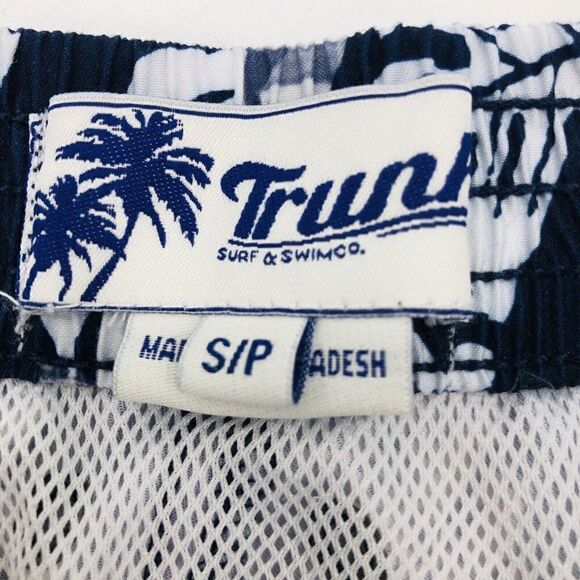 Trunks Surf & Swim Co. Mens Swim Trunks Bathing Suit Small Blue White Hawaiian - Picture 2 of 6